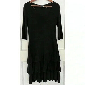 Brand New Nueva Black  Dress with Ruffled Layers at Bottom Size 8